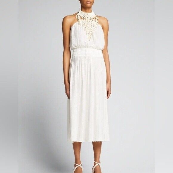 Ramy Brook NWT Viola Shell Bib Swim Cover-Up White Dress Size M - Picture 14 of 15